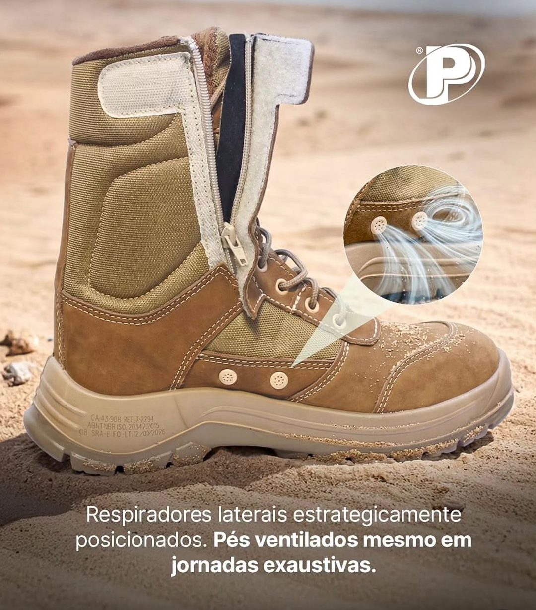 Respiradores laterais para pés ventilados
